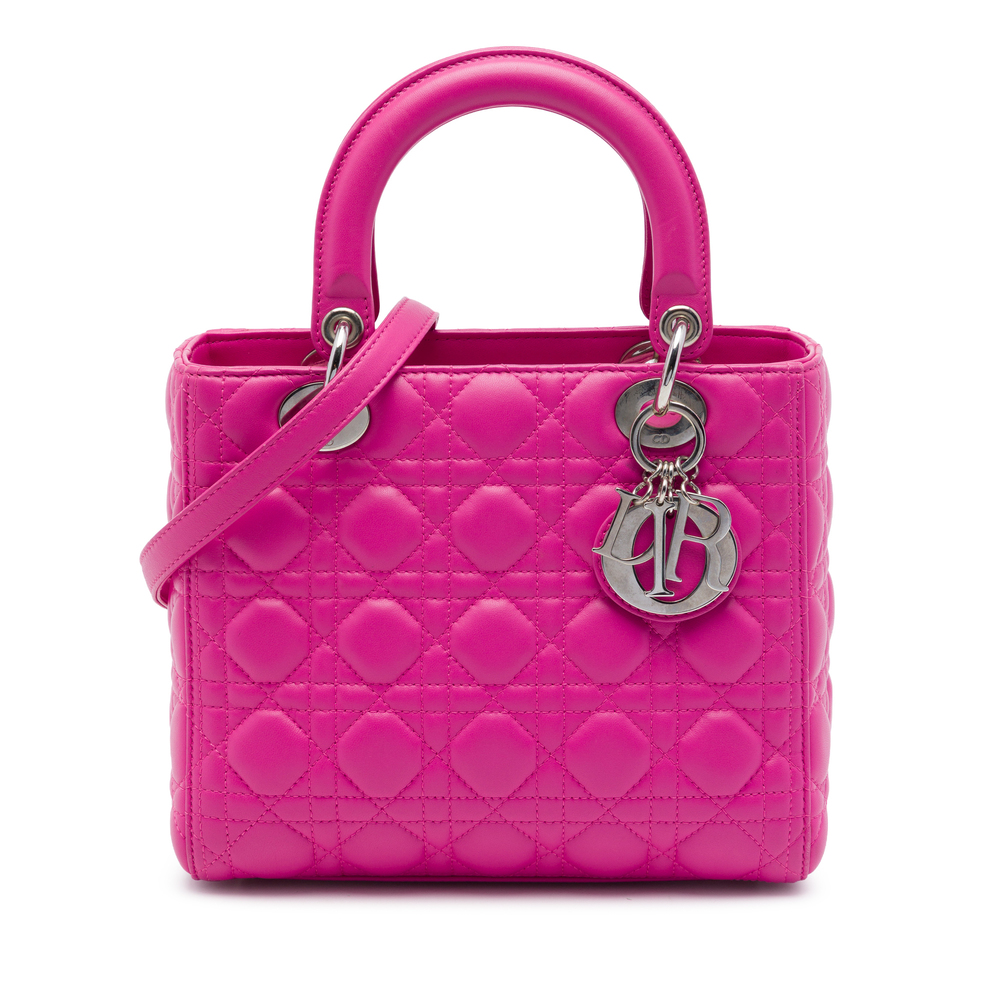 Pre-Loved Dior Medium Lambskin Cannage Lady Dior